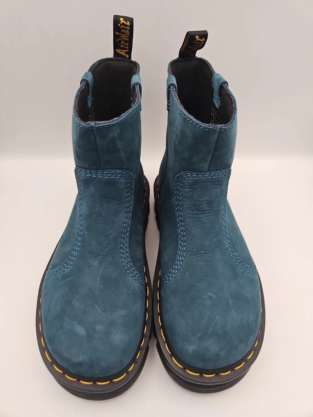 Dr. Martens Teal Leather Platform Ankle Boots